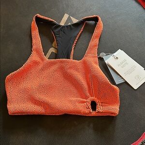 Neon Nights Crop Tank Bikini Mango Blaze